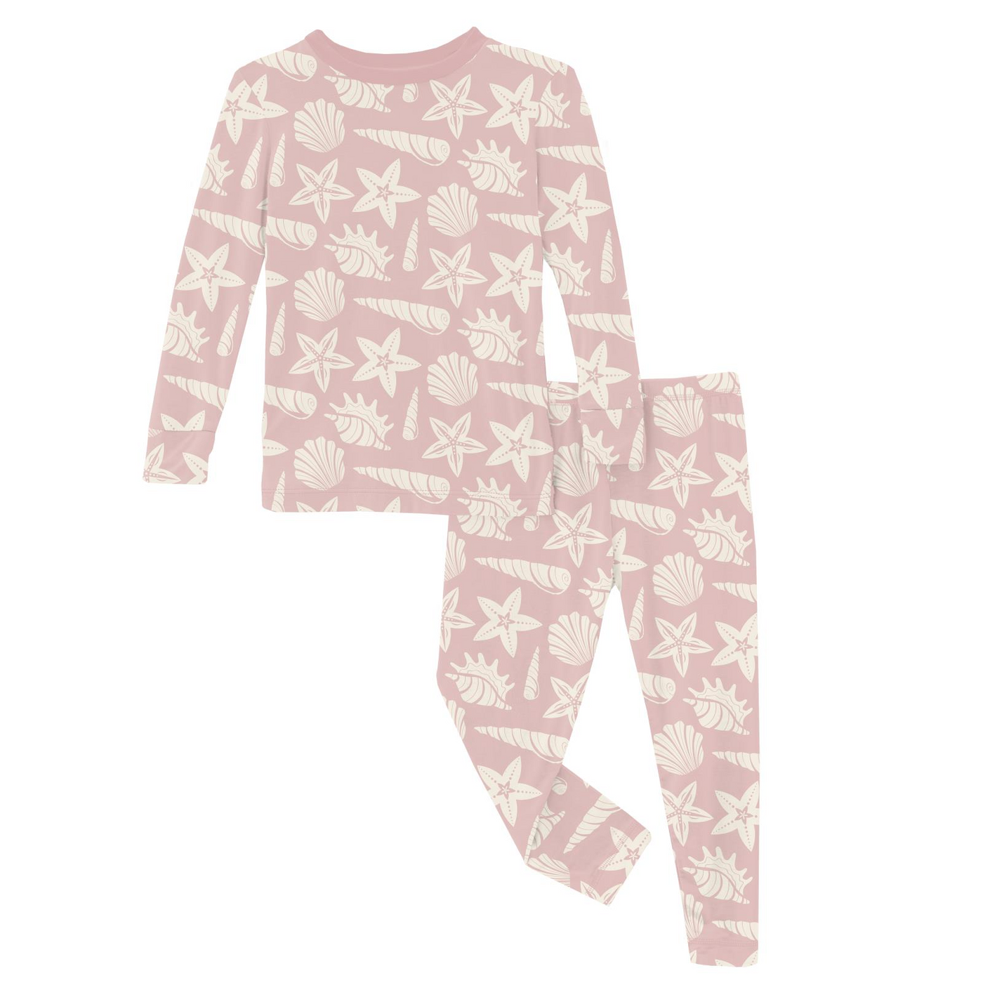 Kickee Pants Pajama Set: Baby Rose Shells & Starfish