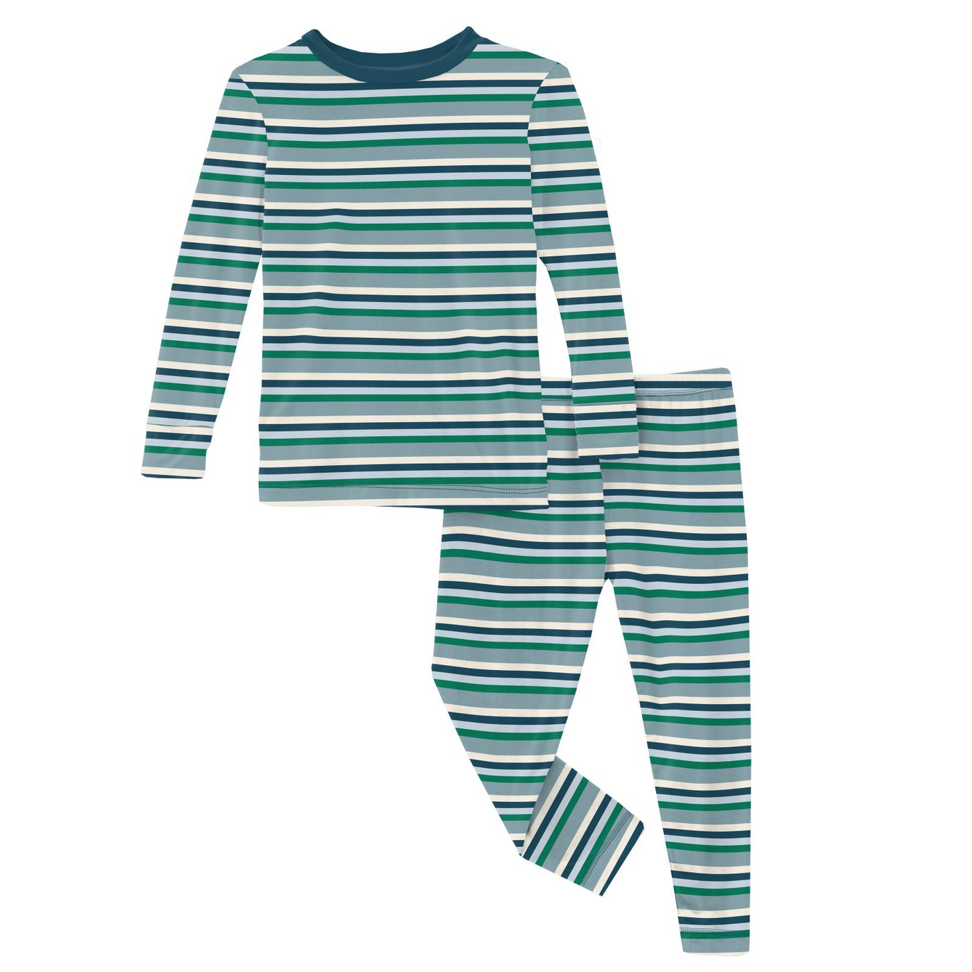 Kickee Pants Pajama Set: Stormy Sea Stripe