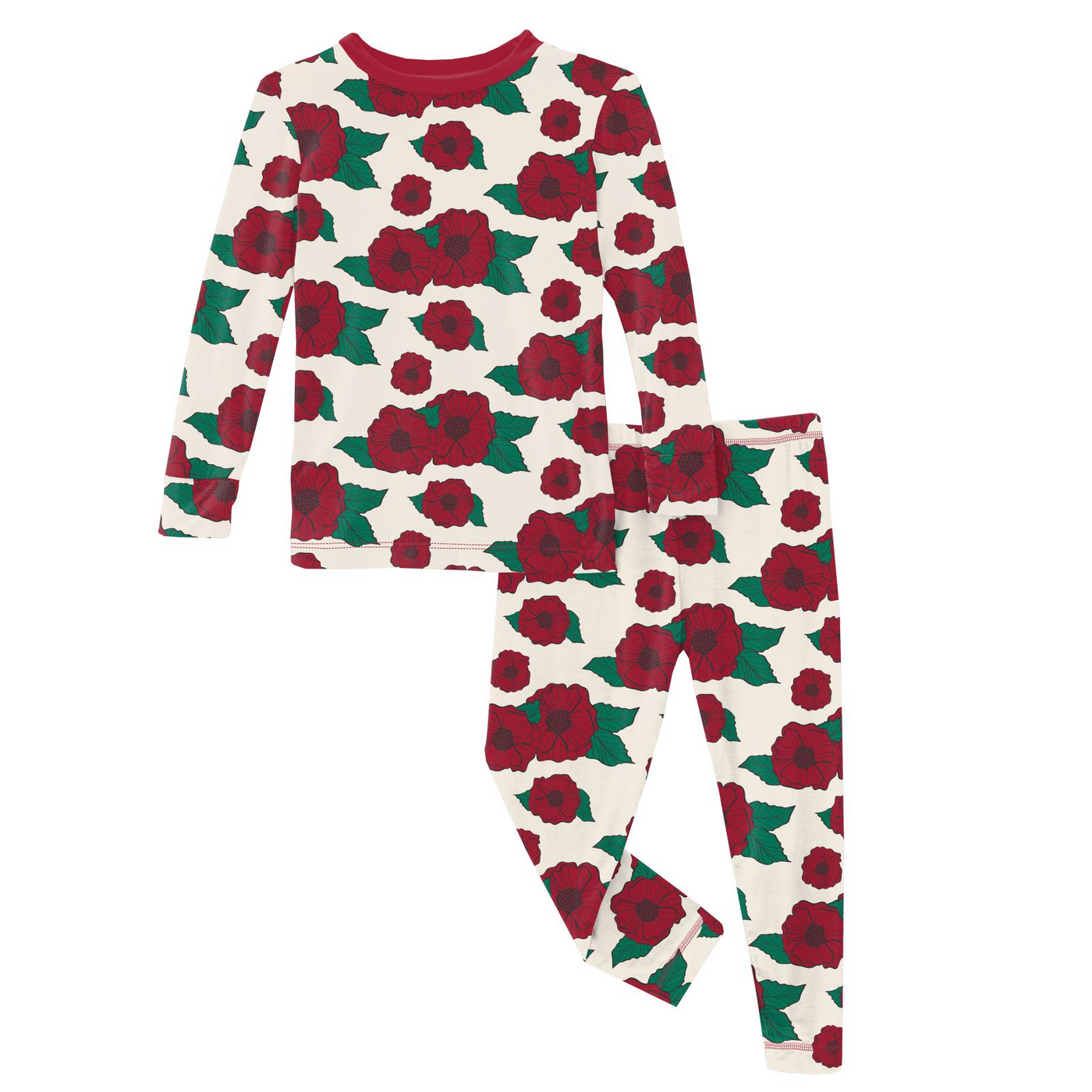 Kickee Pants Pajama Set: Holiday Poppies