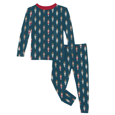 Kickee Pants Pajama Set: Peacock Nucrackers