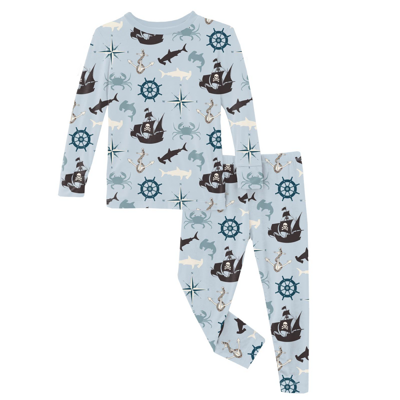 Kickee Pants Pajama Set: Illusion Blue Pirate Adventure