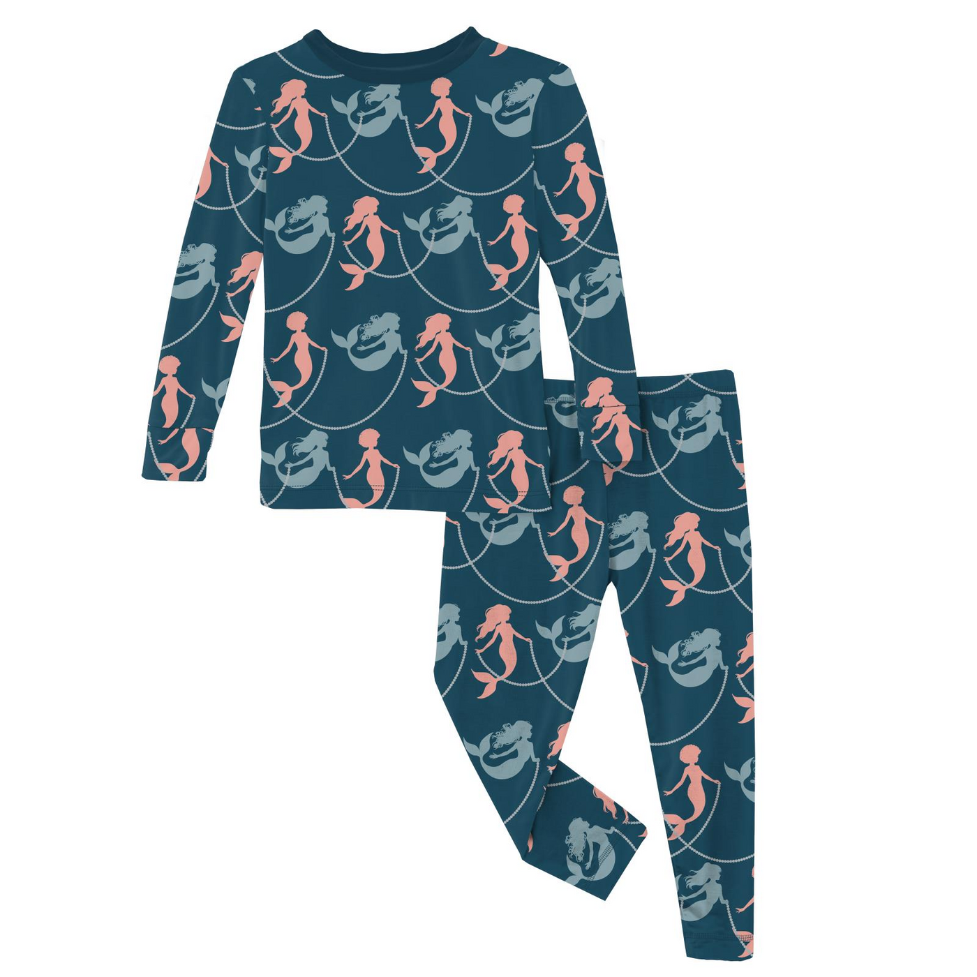 Kickee Pants Pajama Set: Peacock Mermaids & Pearls