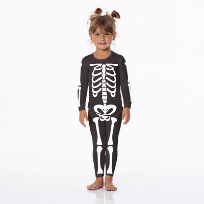 Kickee Pants Pajama Set: Midnight Skeleton