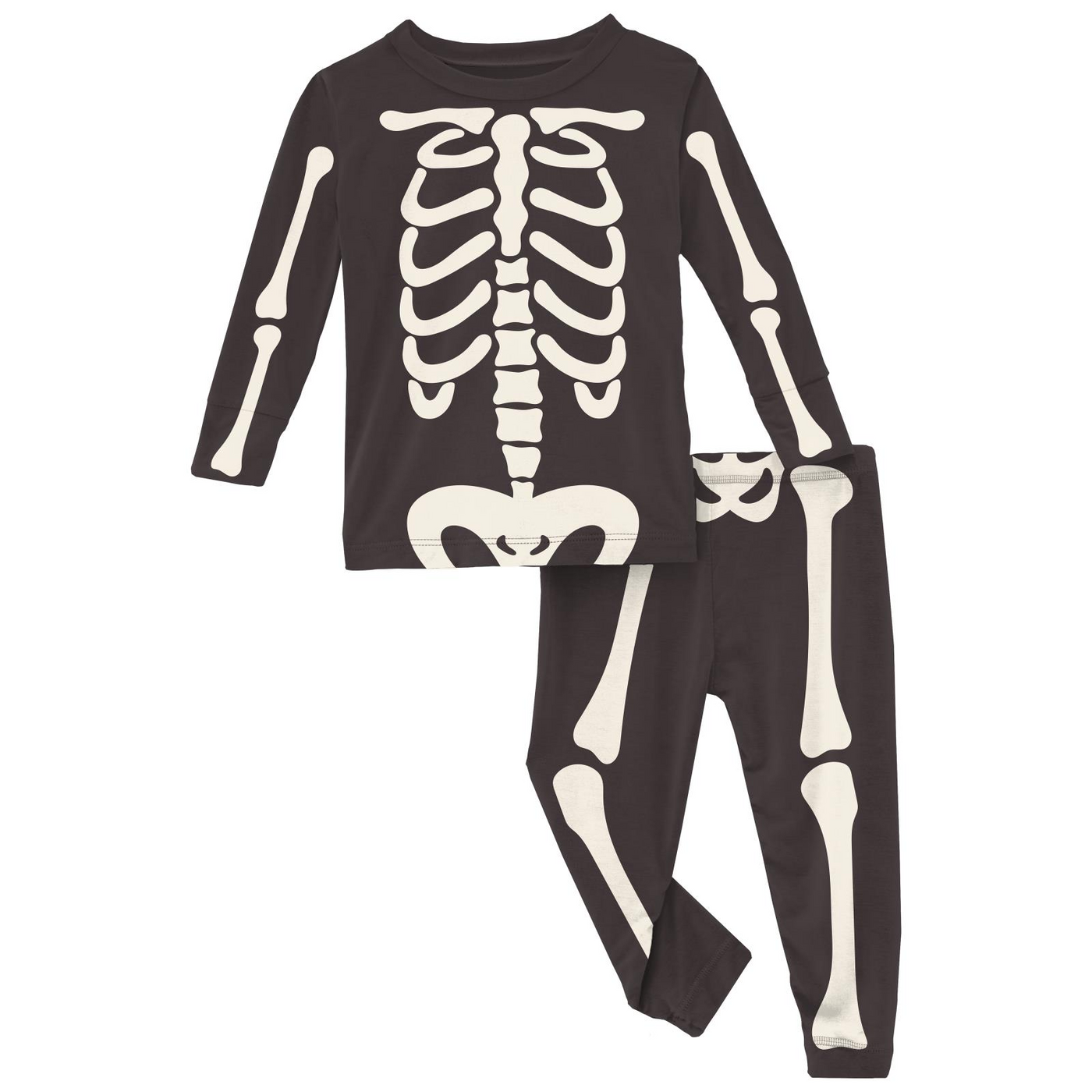 Kickee Pants Pajama Set: Midnight Skeleton