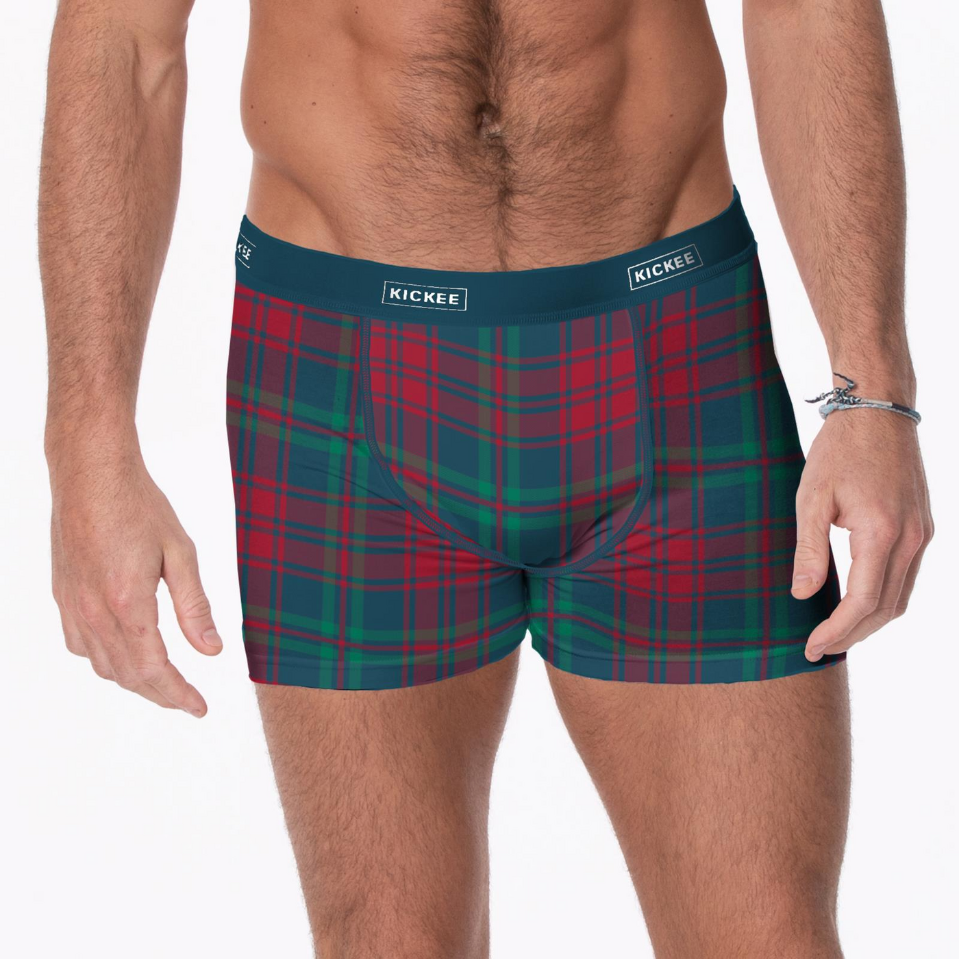 Kickee Pants Men's Boxer Briefs: Peacock Plaid