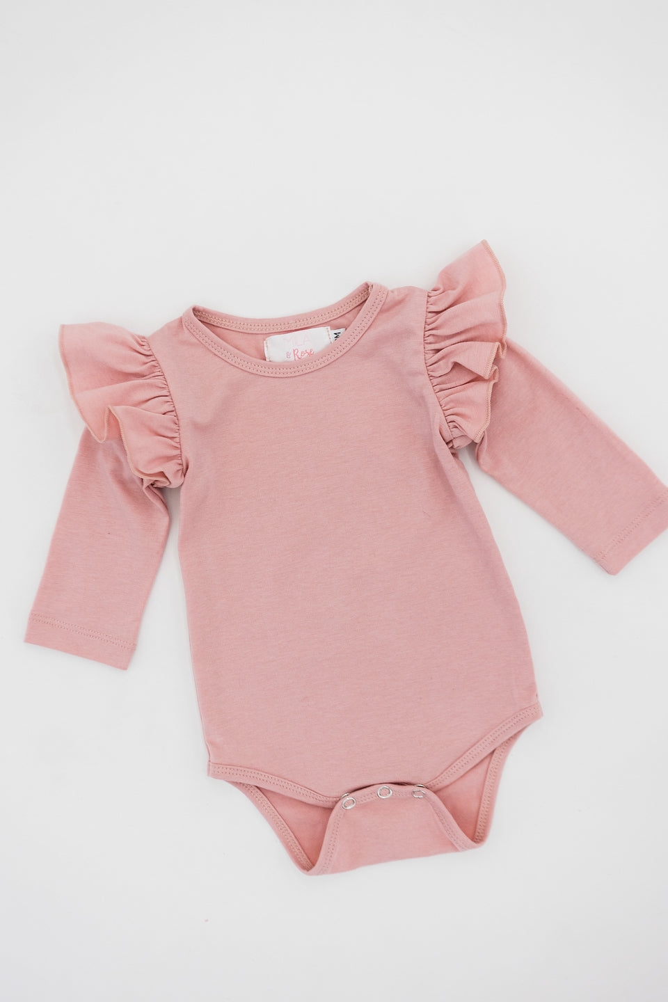 Mila & Rose:  Vintage Pink L/S Flutter Bodysuit