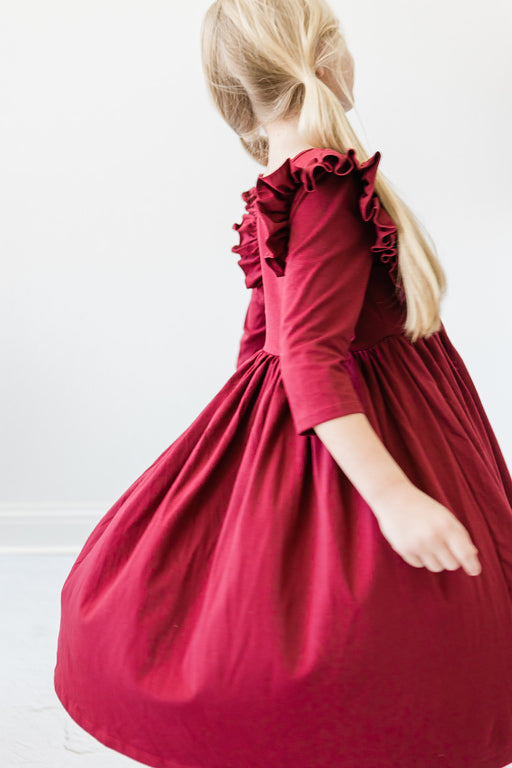 Mila & Rose:  Burgundy Ruffle Twirl Dress