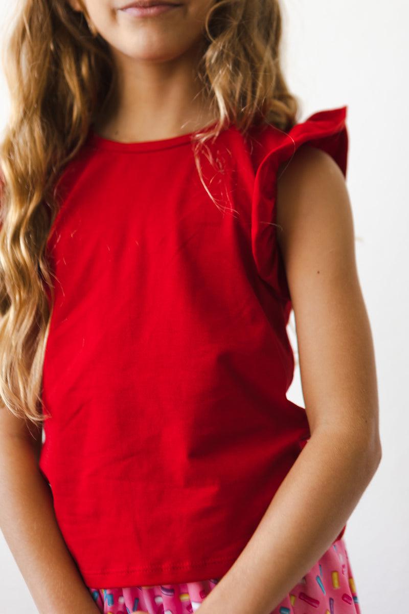 Mila & Rose:  Red S/S Ruffle Tee