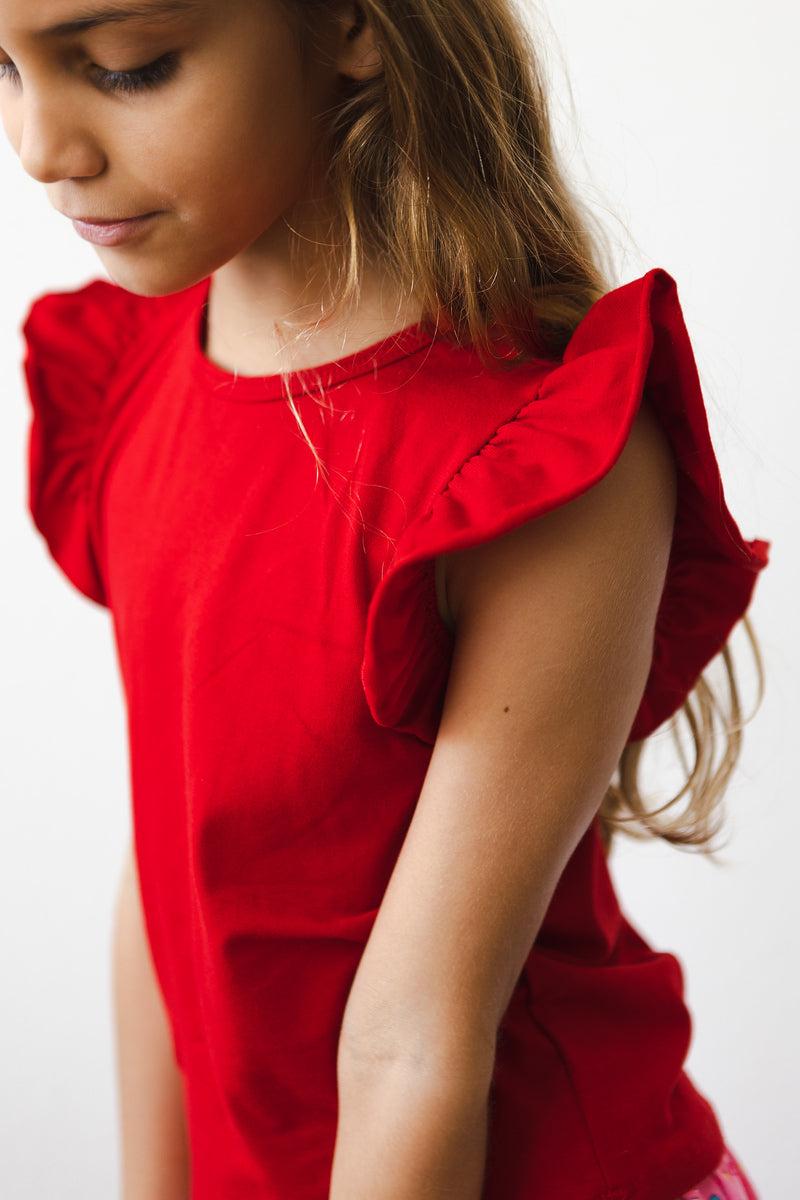 Mila & Rose:  Red S/S Ruffle Tee