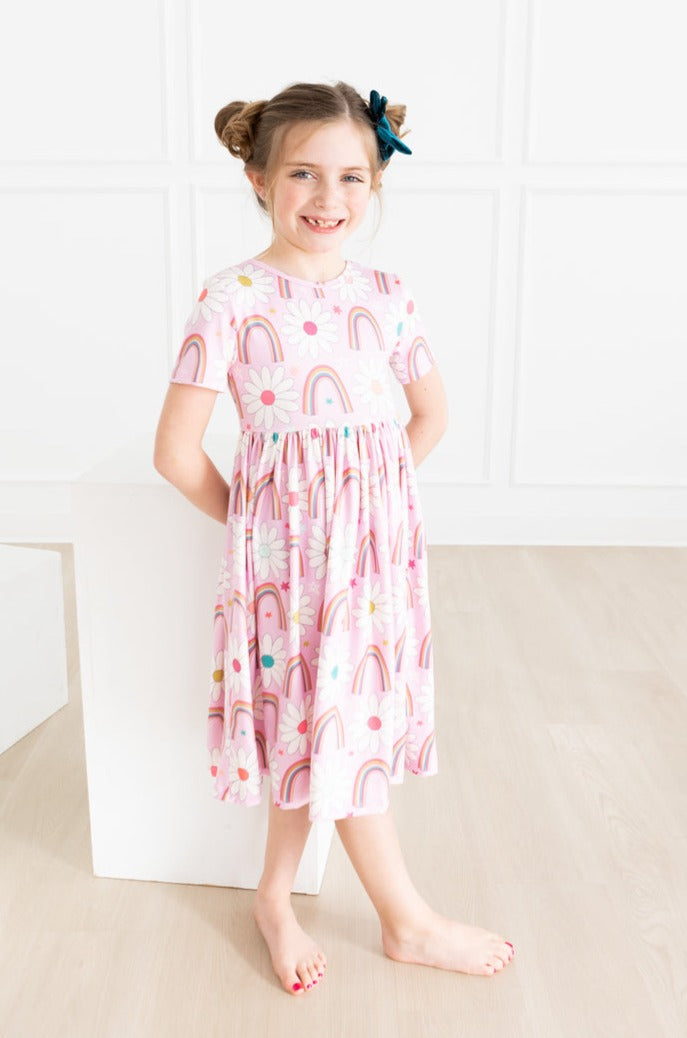 Mila & Rose:  Rainbow Daisies S/S Twirl Dress