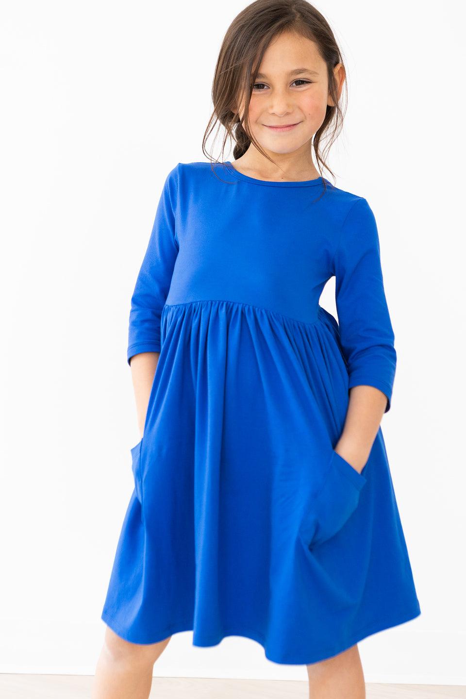 Mila & Rose:  Royal Blue 3/4 Pocket Twirl Dress