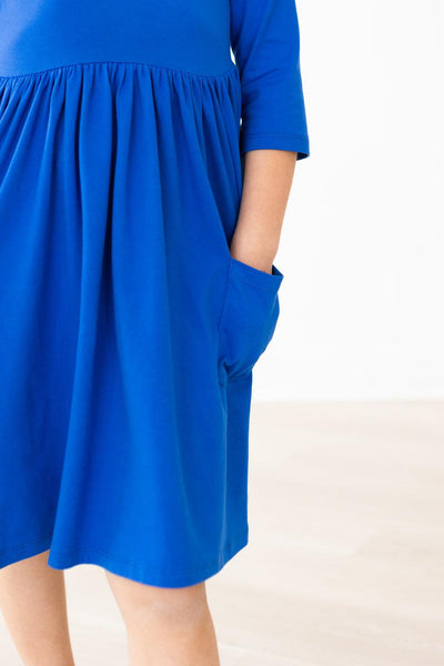 Mila & Rose:  Royal Blue 3/4 Pocket Twirl Dress