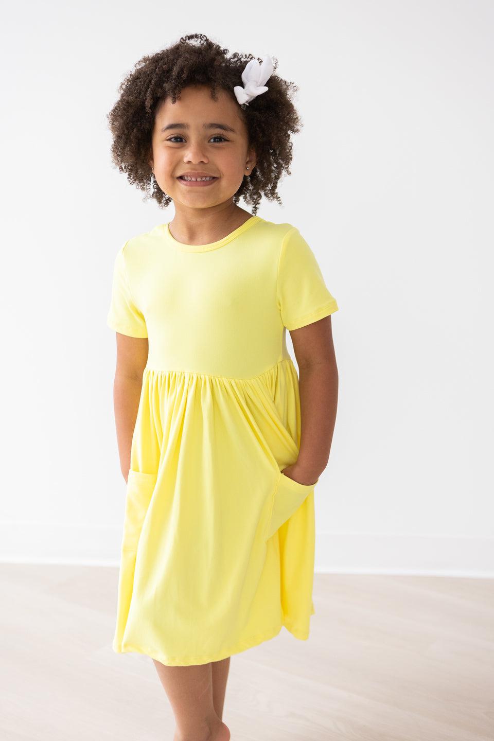 Mila & Rose:  Yellow S/S Pocket Twirl Dress