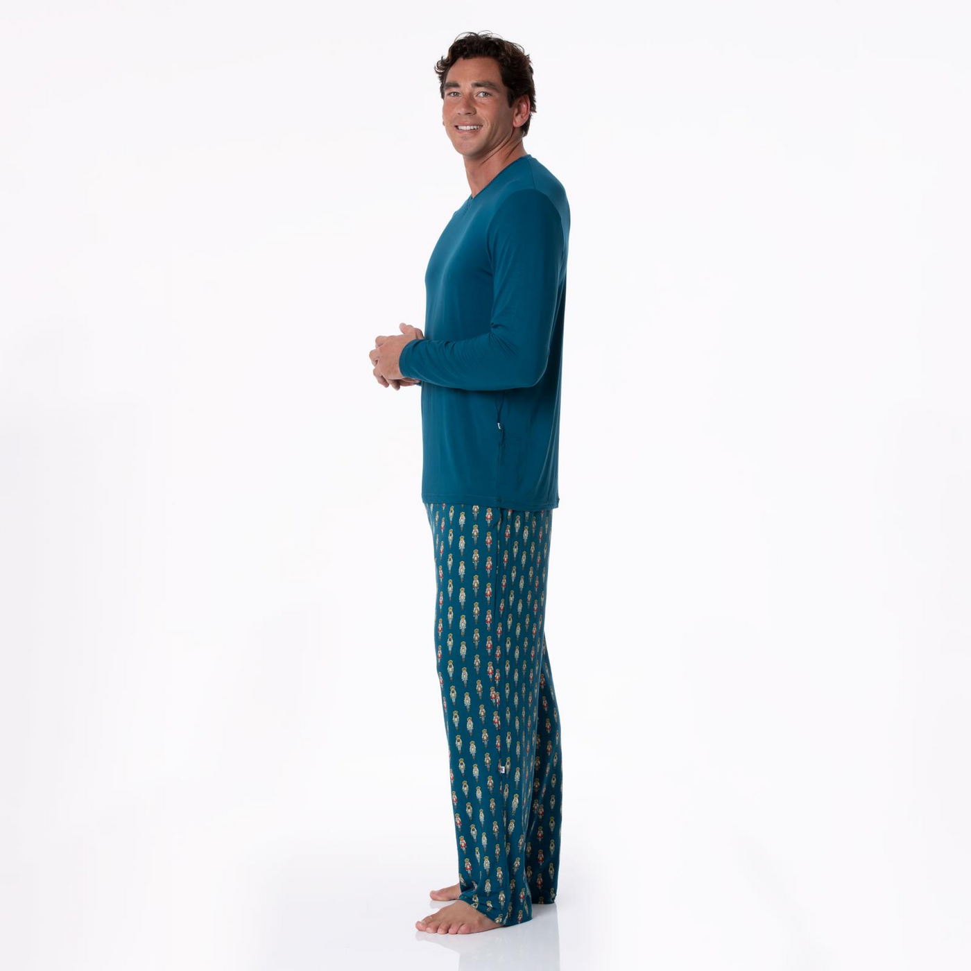 Kickee Pants Men's Pajama Pants: Peacock Nutcrackers