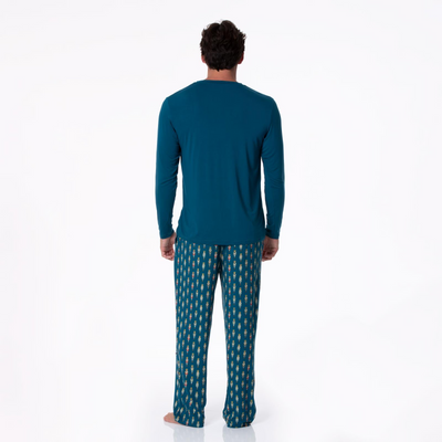 Kickee Pants Men's Pajama Pants: Peacock Nutcrackers