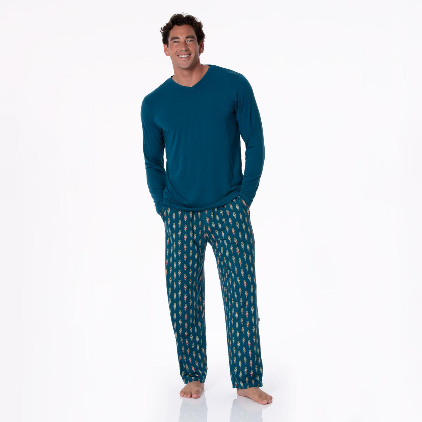 Kickee Pants Men's Pajama Pants: Peacock Nutcrackers