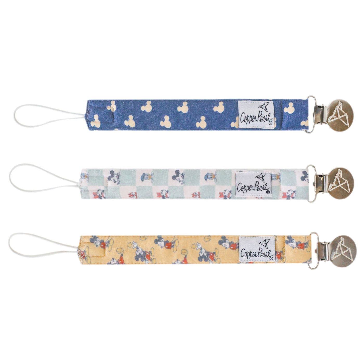 Copper Pearl Binky Clip Set (3-Pack): Mickey Mouse and Friends