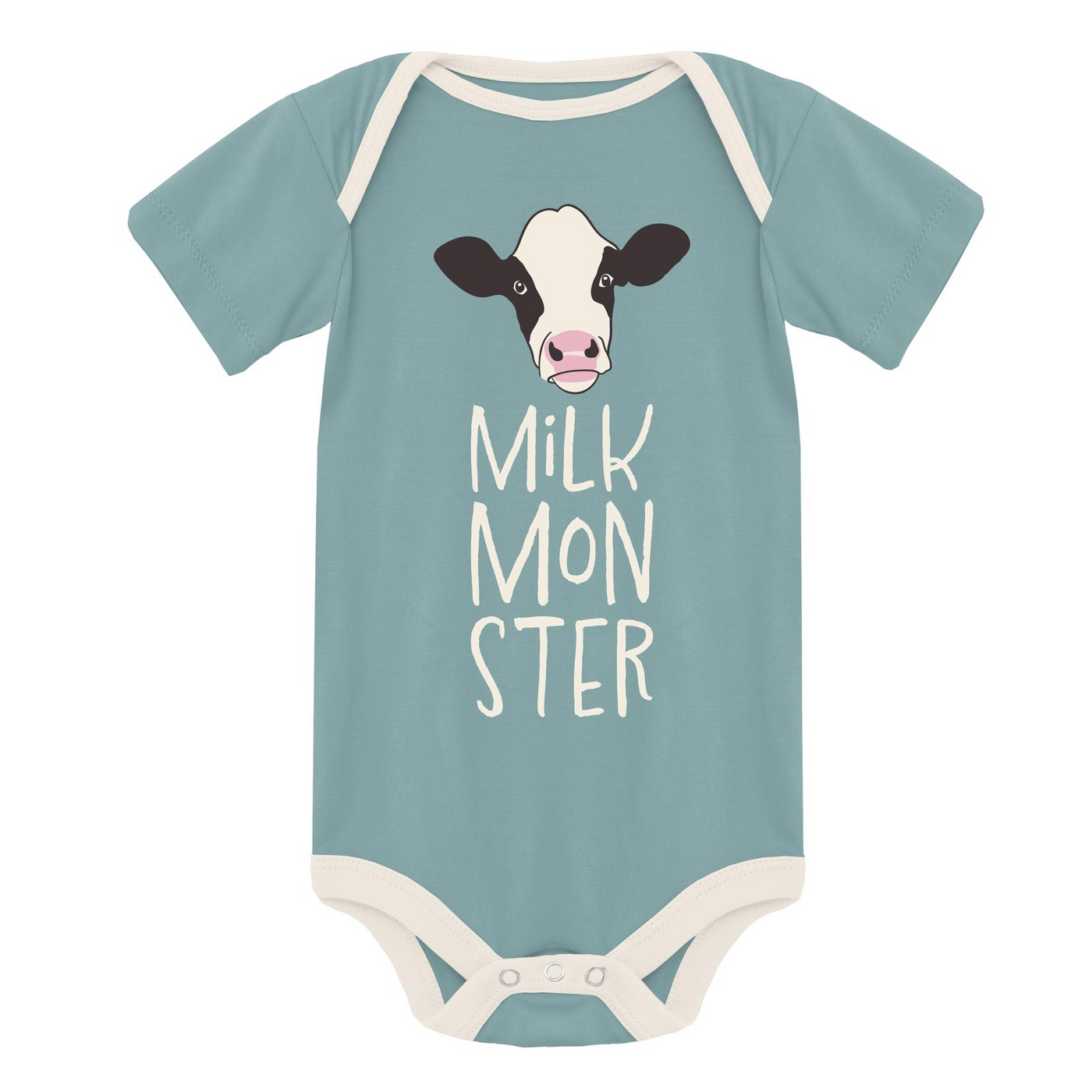 Kickee Pants Short Sleeve One Piece: Jade Milk Monster