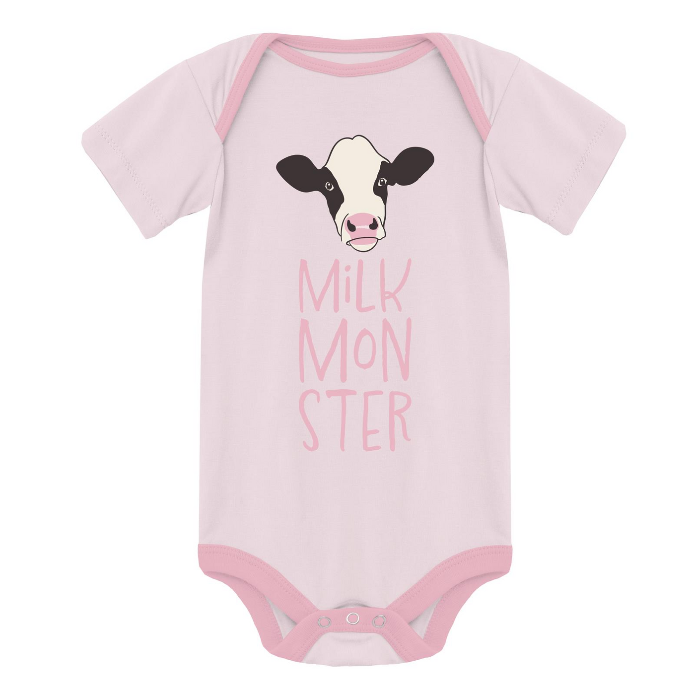 Kickee Pants Short Sleeve One Piece: Shrinking Violet Milk Monster