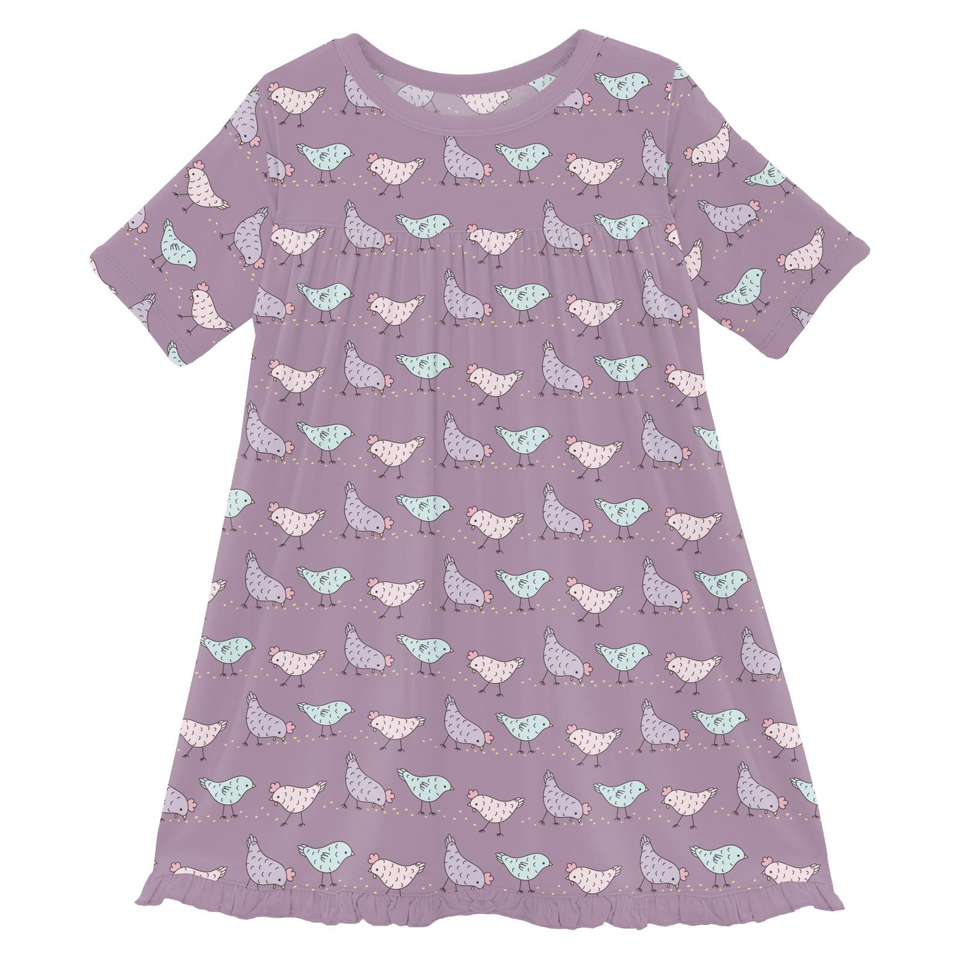 Kickee Pants Swing Dress: Lavender Chickens