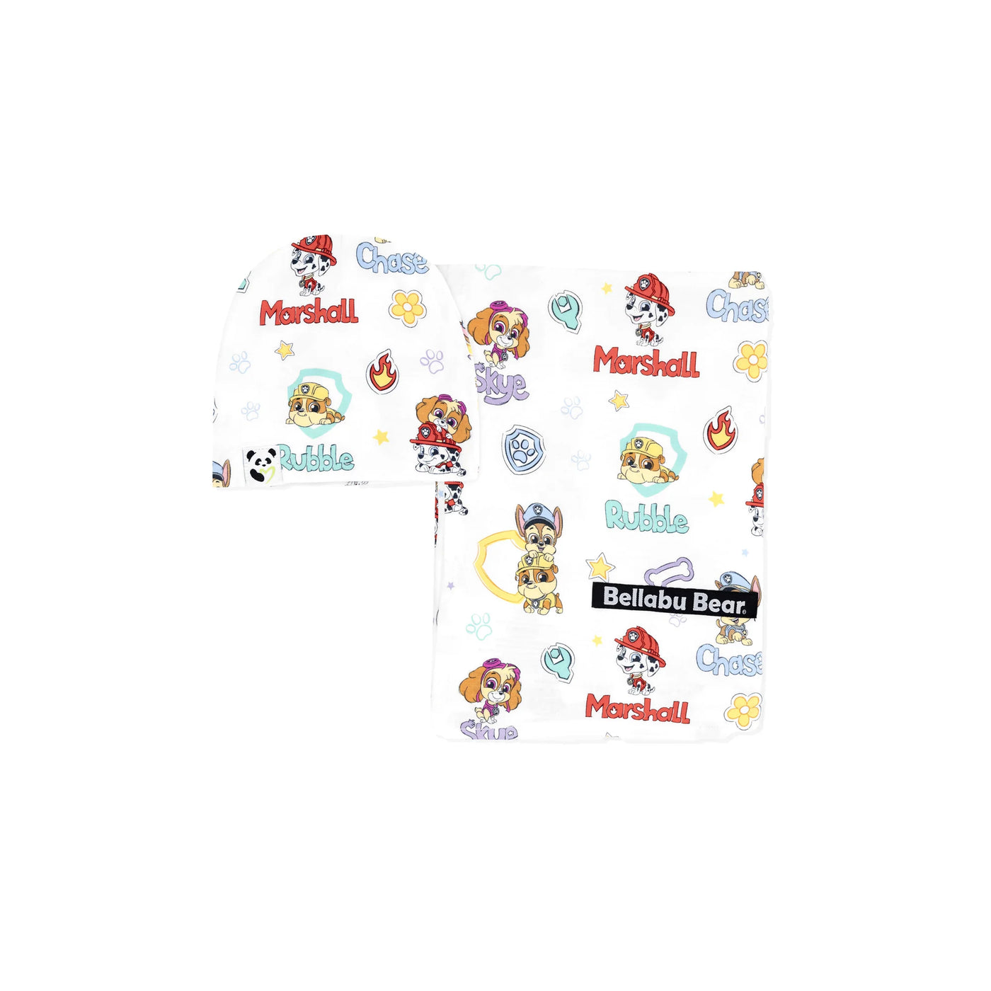 Bellabu Bear Swaddle & Beanie Set: Paw Patrol Playful Pups