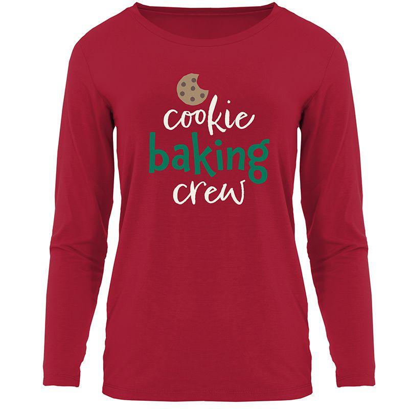 Kickee Pants Women's Long Sleeve Relaxed Tee: Crimson Cookie Baking Crew