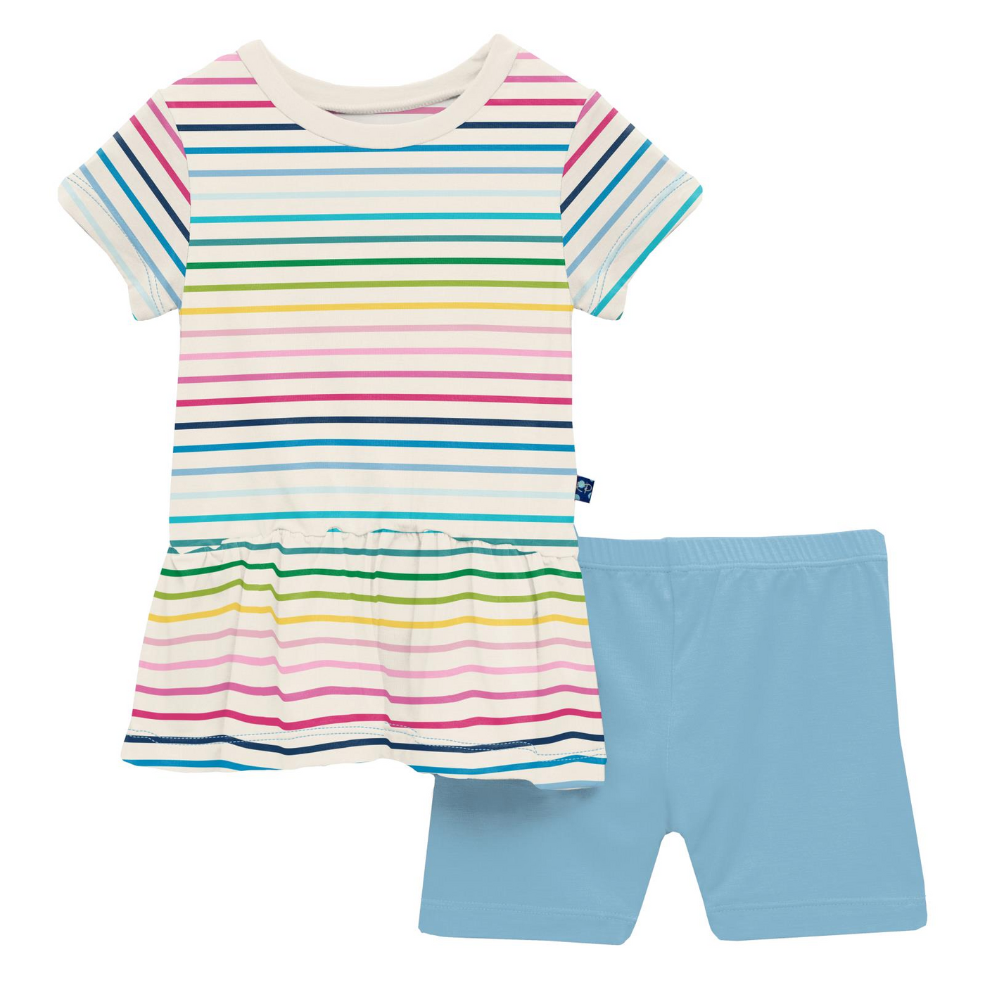 Kickee Pants Short Sleeve Playtime Outfit Set: Happy Stripe