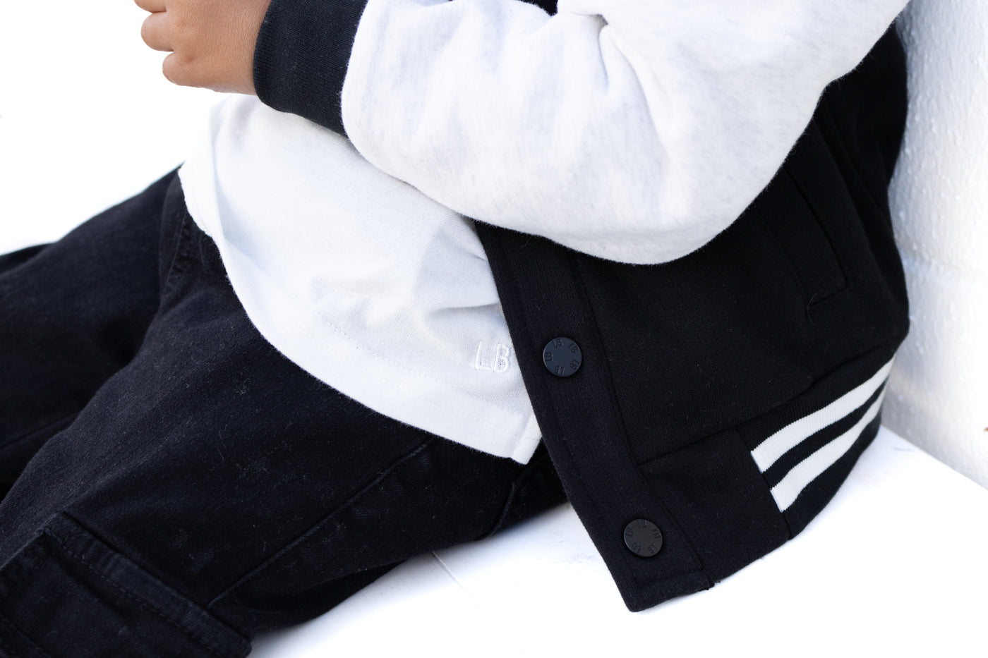 Little Bipsy Varsity Jacket: Black