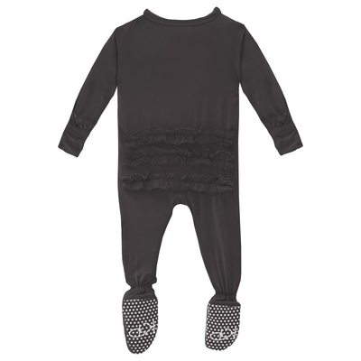 Kickee Pants Ruffle Footie with 2 Way Zipper: Solid Midnight