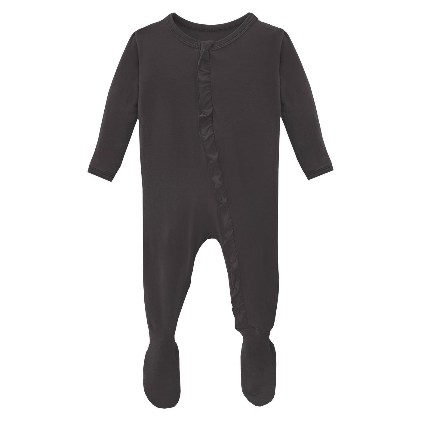 Kickee Pants Ruffle Footie with 2 Way Zipper: Solid Midnight