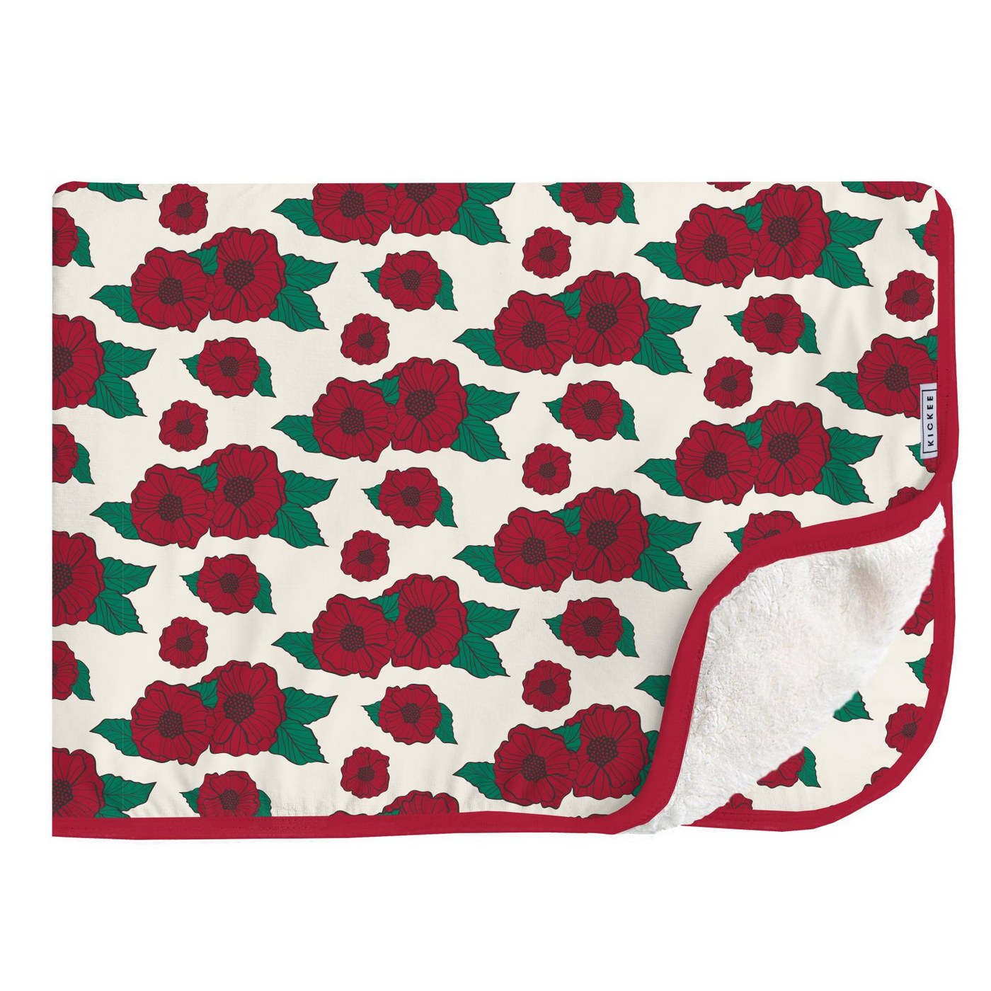 Kickee Pants Sherpa-Lined Throw Blanket: Holiday Poppies