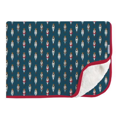 Kickee Pants Sherpa-Lined Throw Blanket: Peacock Nutcrackers