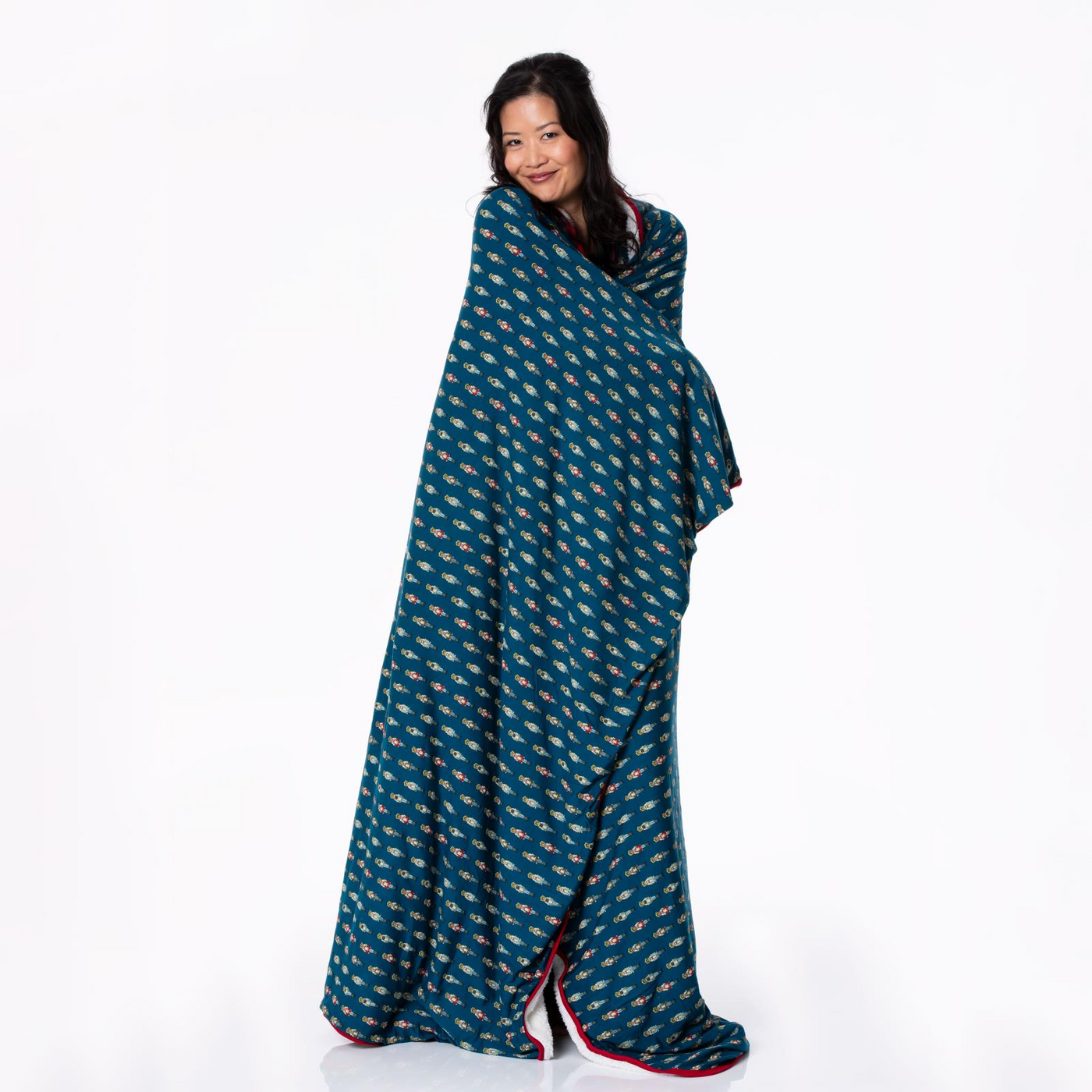 Kickee Pants Sherpa-Lined Throw Blanket: Peacock Nutcrackers