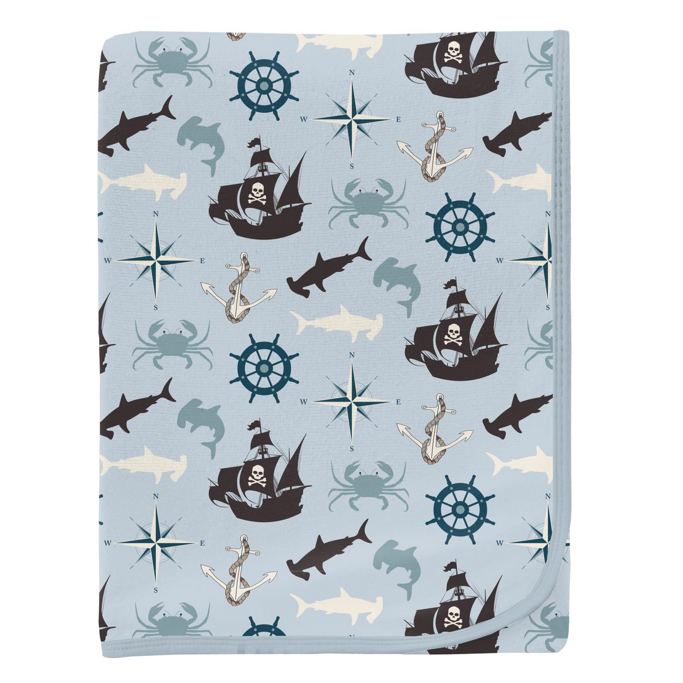 Kickee Pants Swaddling Blanket: Illusion Blue Pirate Adventure