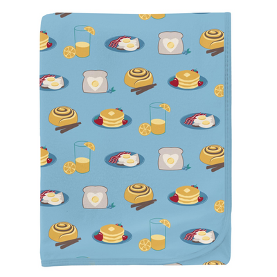 PRESALE Kickee Pants Swaddling Blanket: Seaside Blue Breakfast in Bed