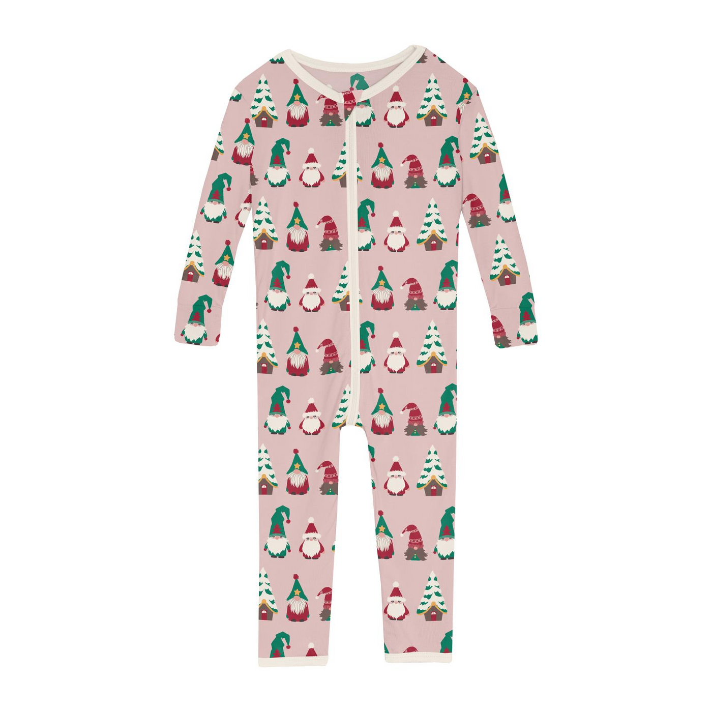 Kickee Pants Convertible Sleeper with Zipper: Baby Rose Gnomes