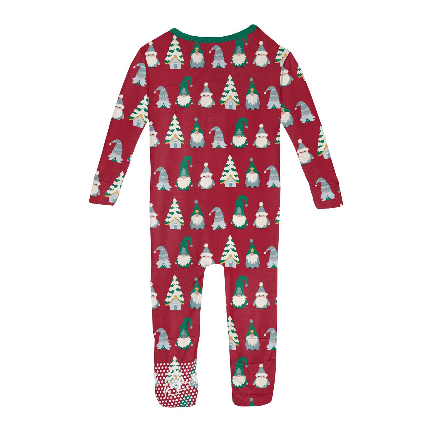 Kickee Pants Convertible Sleeper with Zipper: Crimson Gnomes