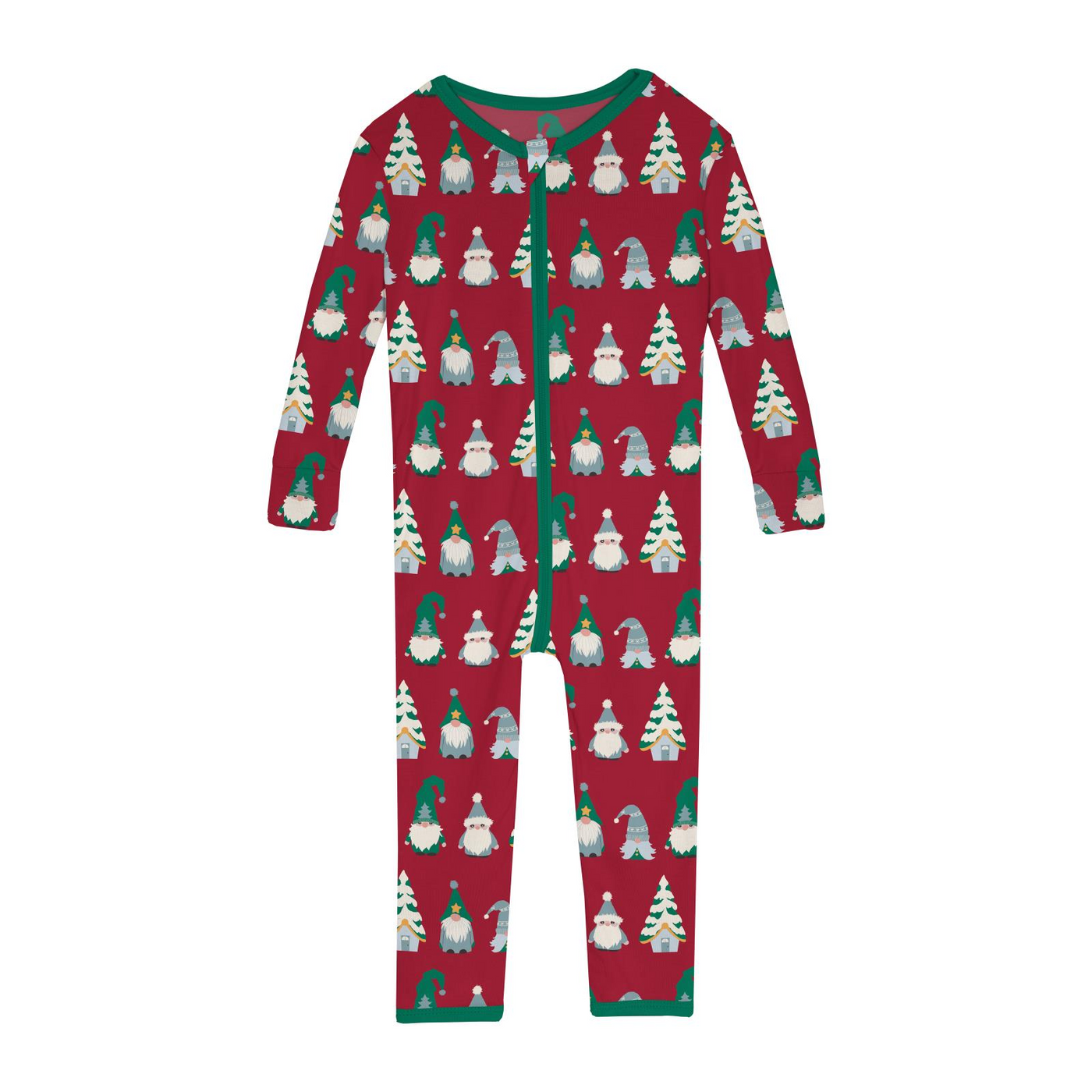 Kickee Pants Convertible Sleeper with Zipper: Crimson Gnomes