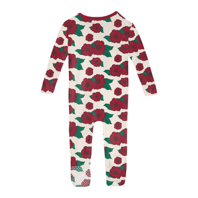 Kickee Pants Convertible Sleeper with Zipper: Holiday Poppies