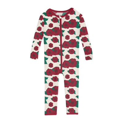 Kickee Pants Convertible Sleeper with Zipper: Holiday Poppies