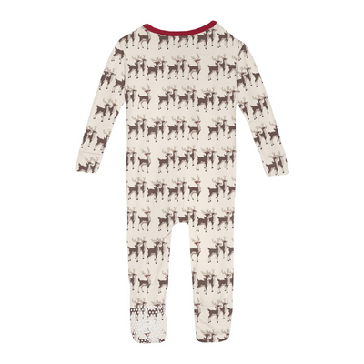 Kickee Pants Convertible Sleeper with Zipper: Natural Rudolph