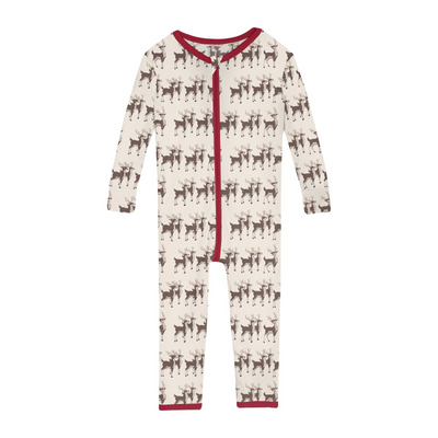 Kickee Pants Convertible Sleeper with Zipper: Natural Rudolph