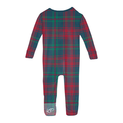 Kickee Pants Convertible Sleeper with Zipper: Peacock Plaid