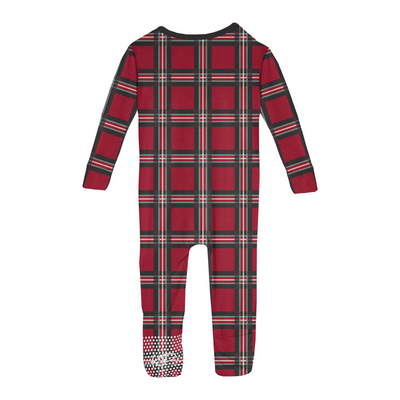 Kickee Pants Convertible Sleeper with Zipper: Classic Holiday Plaid