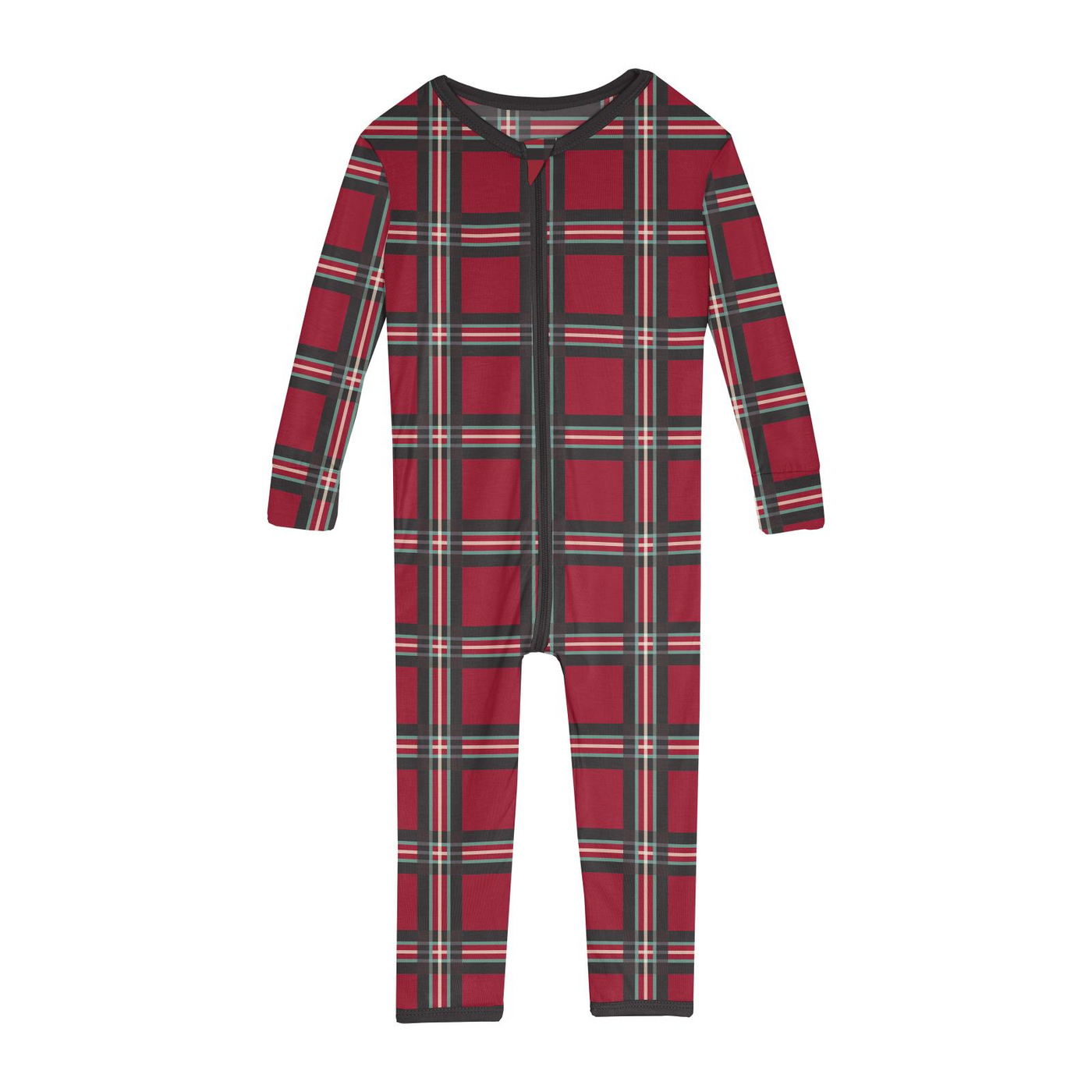 Kickee Pants Convertible Sleeper with Zipper: Classic Holiday Plaid