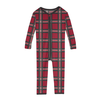 Kickee Pants Convertible Sleeper with Zipper: Classic Holiday Plaid