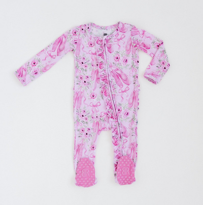 Bums & Roses Ruffle Footie: Ballet Blooms