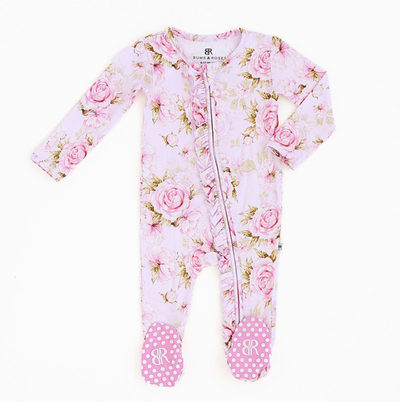 Bums & Roses Ruffle Footie: Rosey Moments