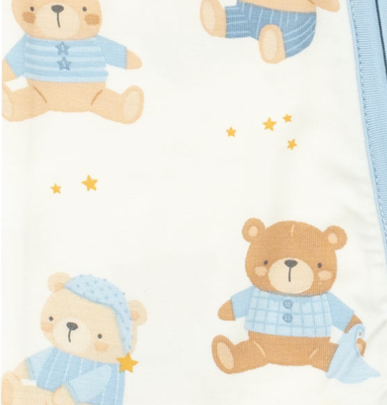 Angel Dear 2 Way Zipper Romper: Teddy Bears Blue