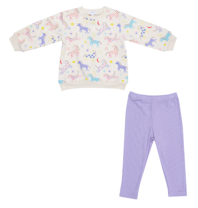 Angel Dear Puffy Oversized Sweatshirt and Rib Legging: Fun Unicorns (French Terry)